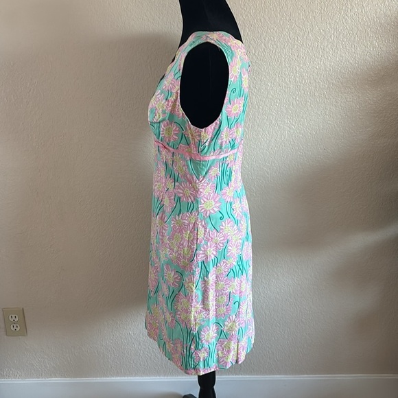 Vintage Y2K Lilly Pultizer Nadine Blue Grotto Scalloped Neck Day Dress 0054 - Picture 3 of 8